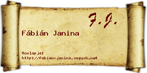Fábián Janina névjegykártya